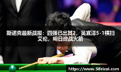斯诺克最新战报：四强已出其2，吴宜泽5-1横扫艾伦，明日迎战火箭